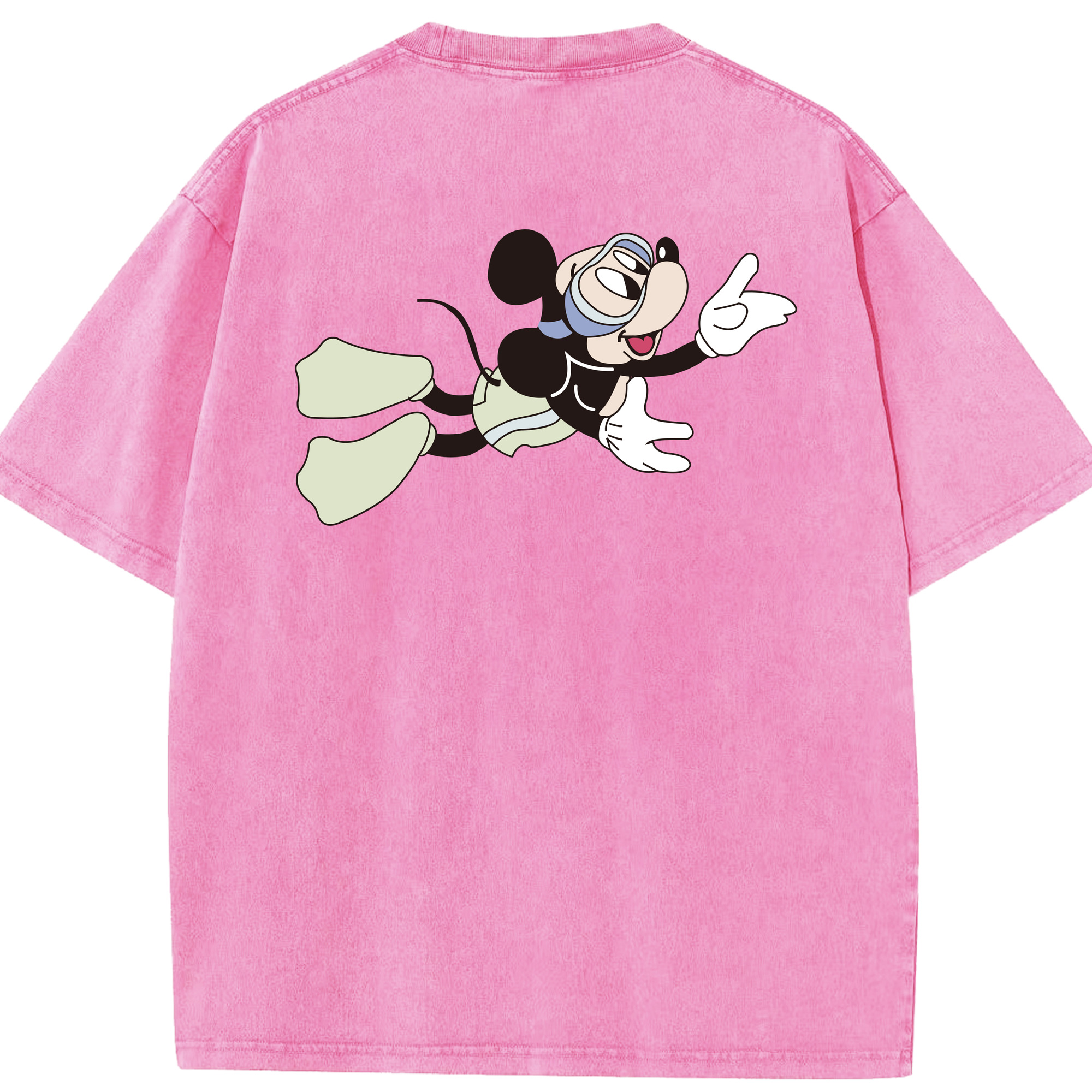 （画像用） ミッキーマウス Mickey Mouse 綿100% ヴィンテージ風 半袖Tシャツ（背面プリント）